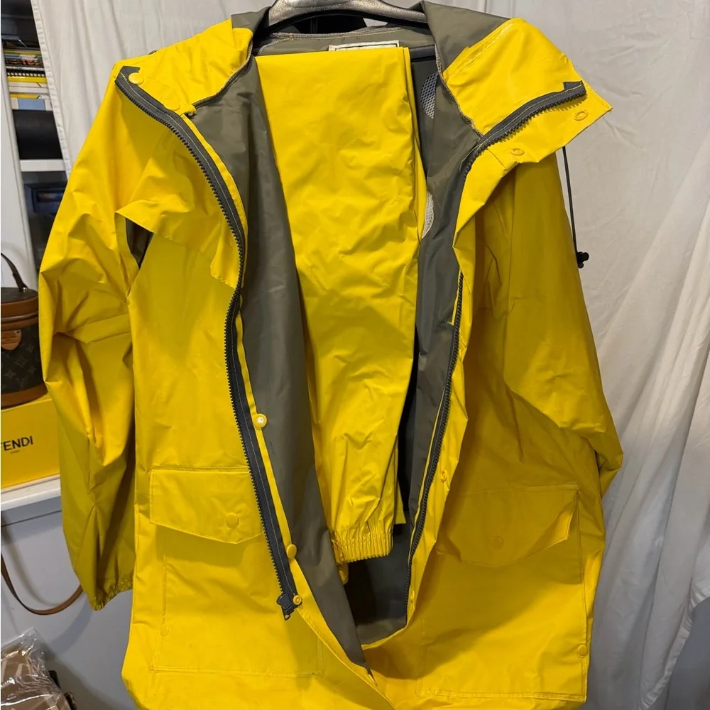 L.L. Bean Yellow Rain Jacket with Gray Lining - Picture 1 of 15